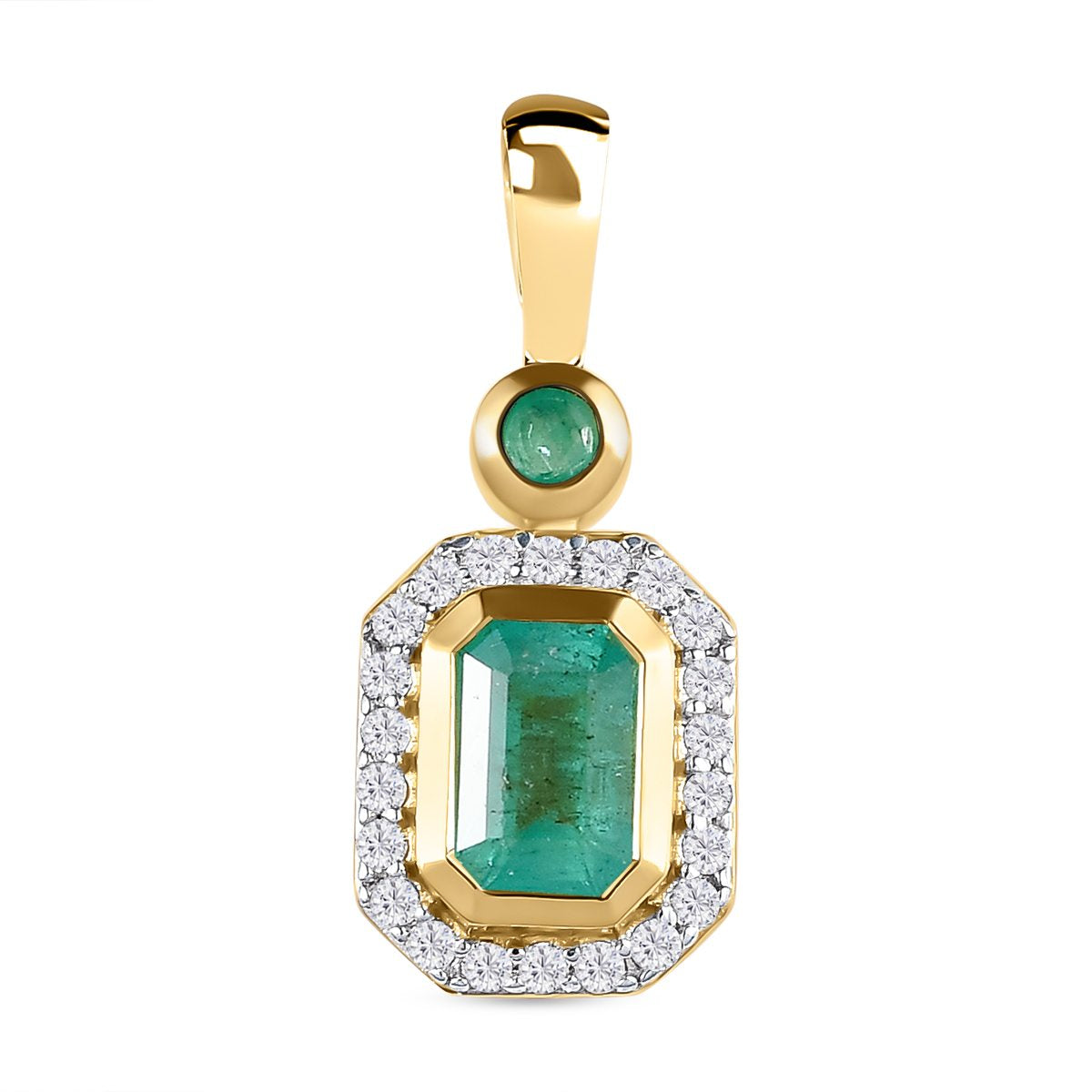Kagem sambischer Smaragd Anhänger, 925 Silber Gelbgold Vermeil ca. 0.91 ct