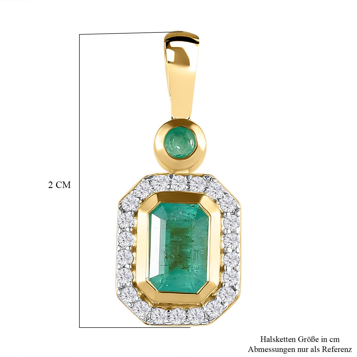Kagem sambischer Smaragd Anhänger, 925 Silber Gelbgold Vermeil ca. 0.91 ct