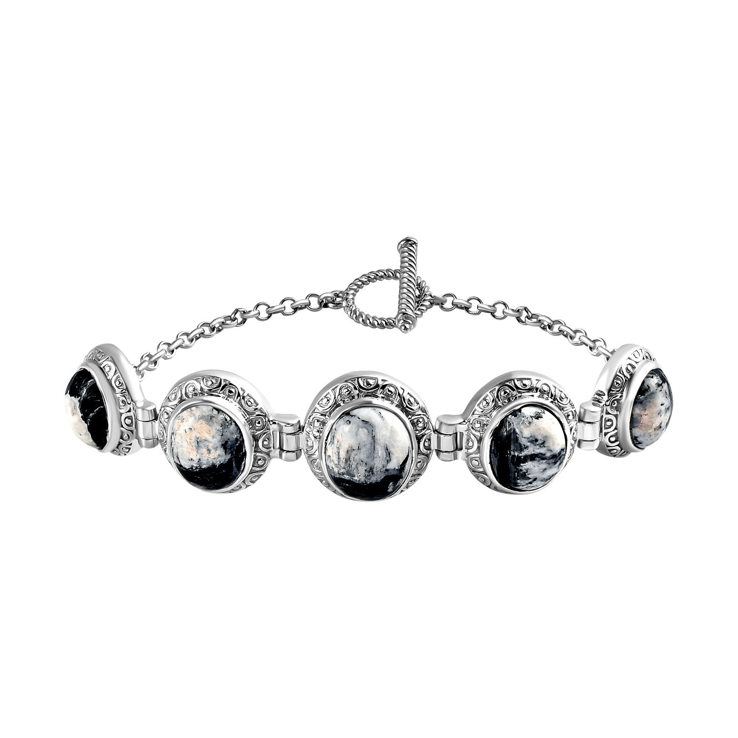 Weißer Büffel Armband ca. 19 cm 925 Silber platiniert ca. 16.79 ct