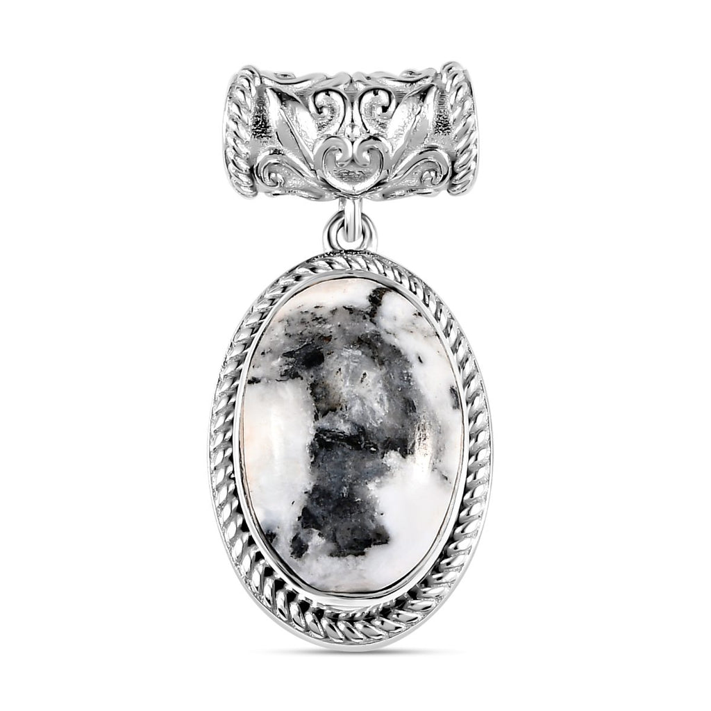 Weißer Büffel Anhänger 925 Silber platiniert ca. 8.64 ct
