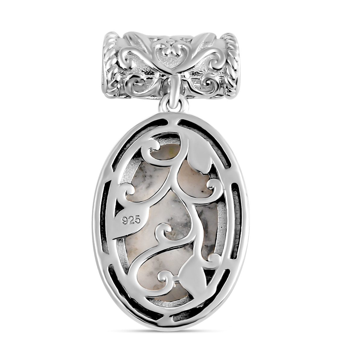 Weißer Büffel Anhänger 925 Silber platiniert ca. 8.64 ct