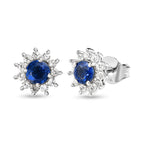 Kaschmir Kyanit und weiße Zirkon Ohrringe, 925 Silber platiniert ca. 1,49 ct