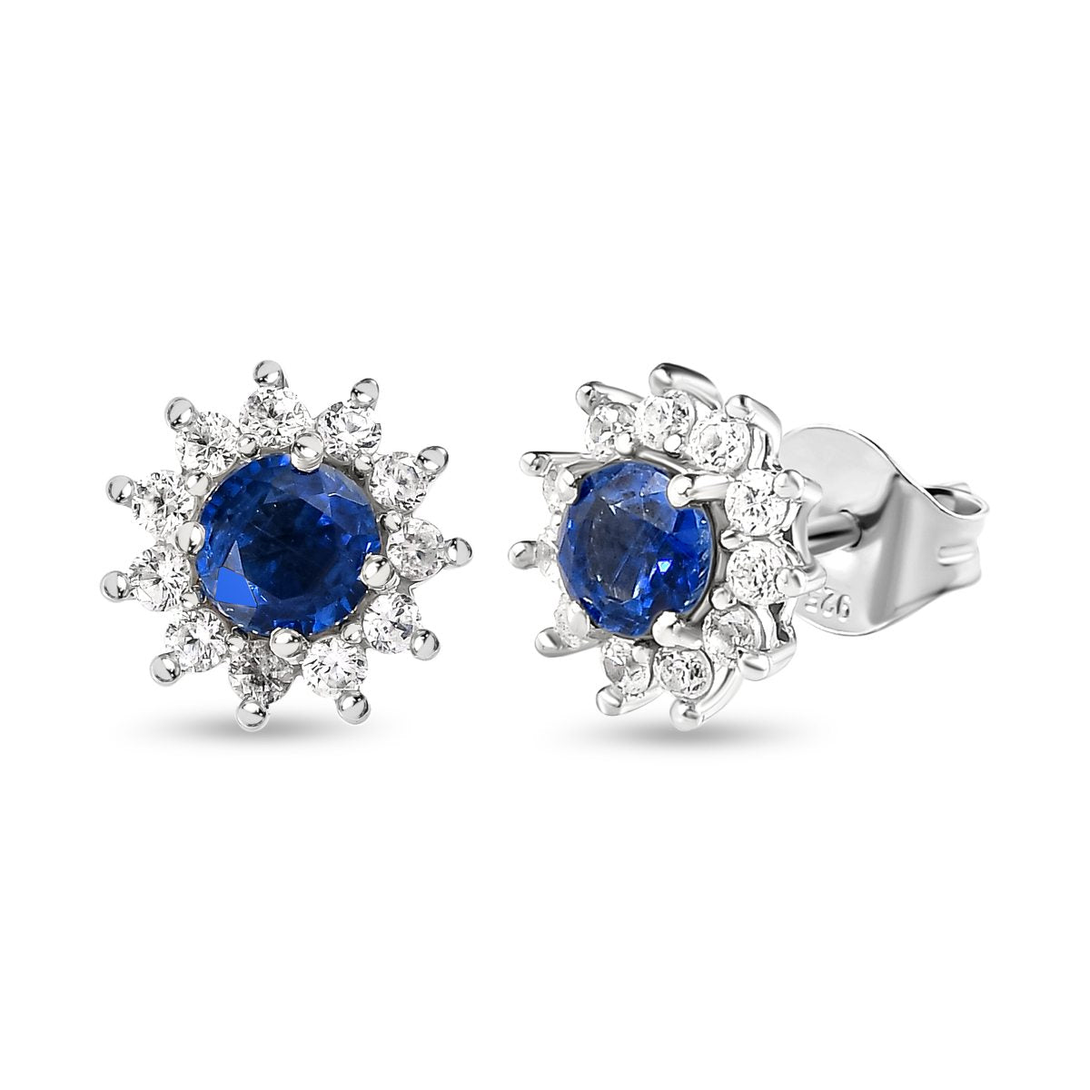 Kaschmir Kyanit und weiße Zirkon Ohrringe, 925 Silber platiniert ca. 1,49 ct