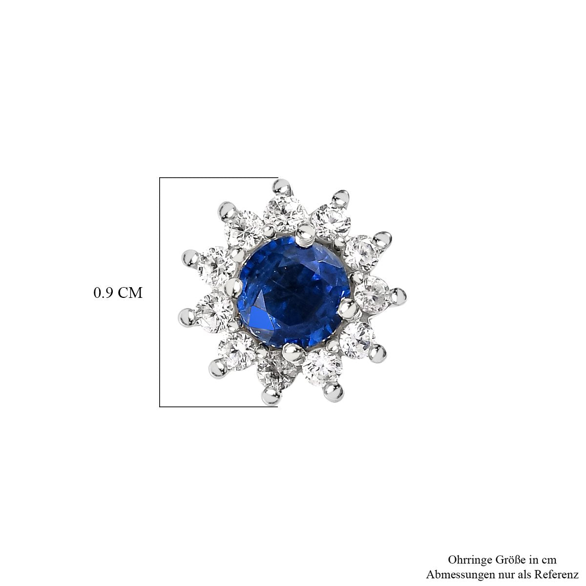 Kaschmir Kyanit und weiße Zirkon Ohrringe, 925 Silber platiniert ca. 1,49 ct