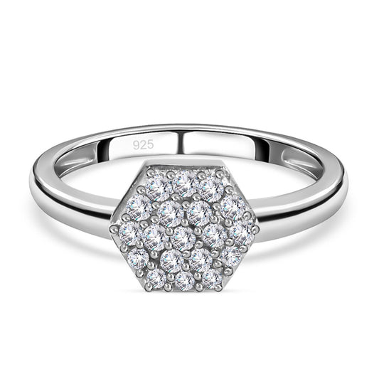 Weißer Diamant Ring, 925 Silber platiniert, (Größe 20.00), ca. 0.20 ct