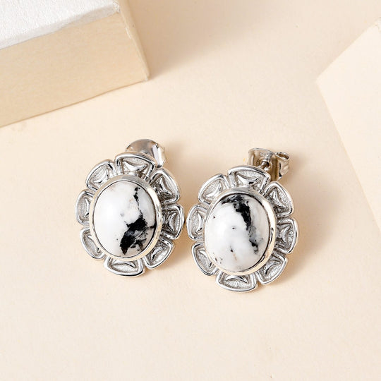 Weißer Büffel Ohrringe 925 Silber platiniert ca. 7.52 ct