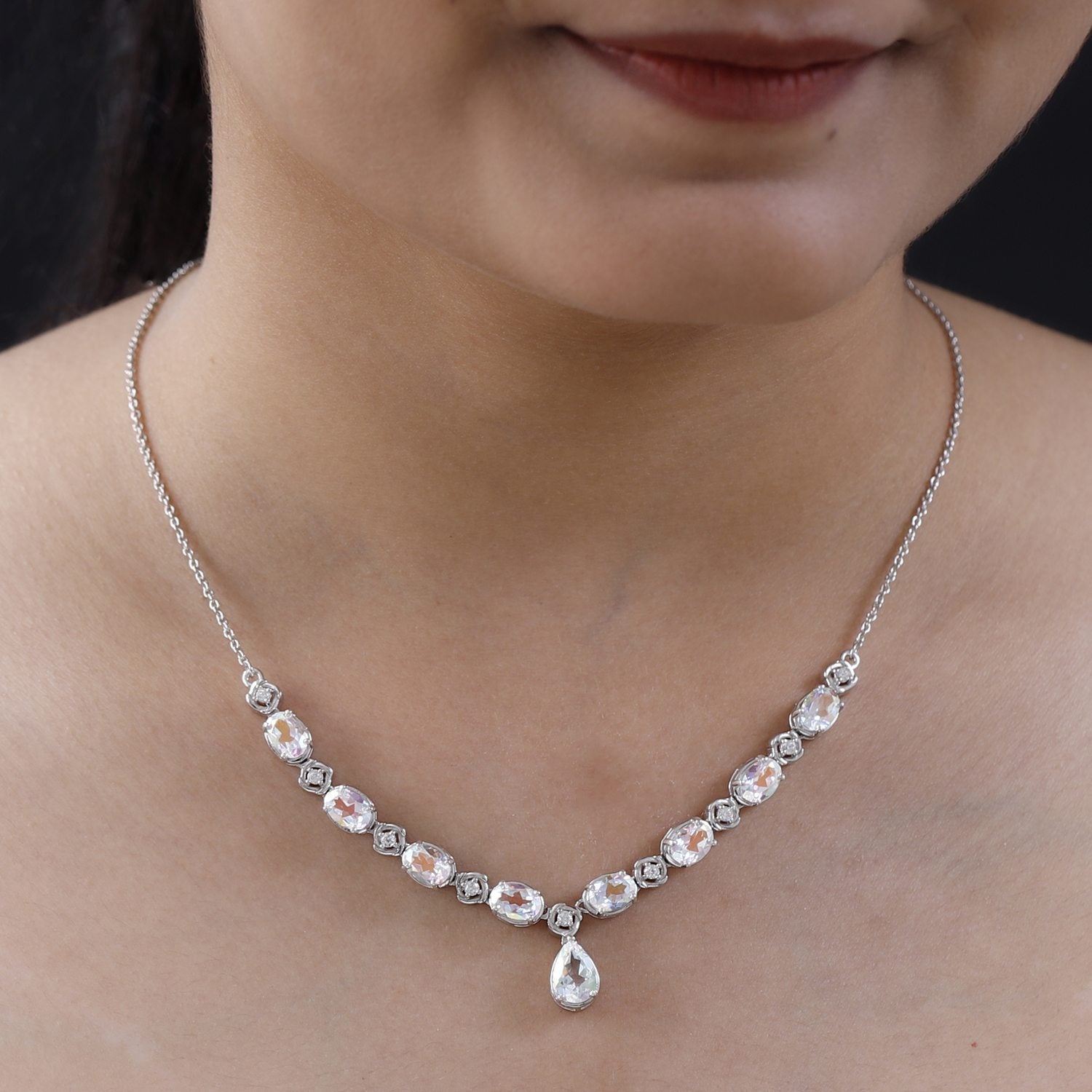 Merkur mystisches Topas Collier, ca. 45 cm, 925 Silber platiniert ca. 10.01 ct