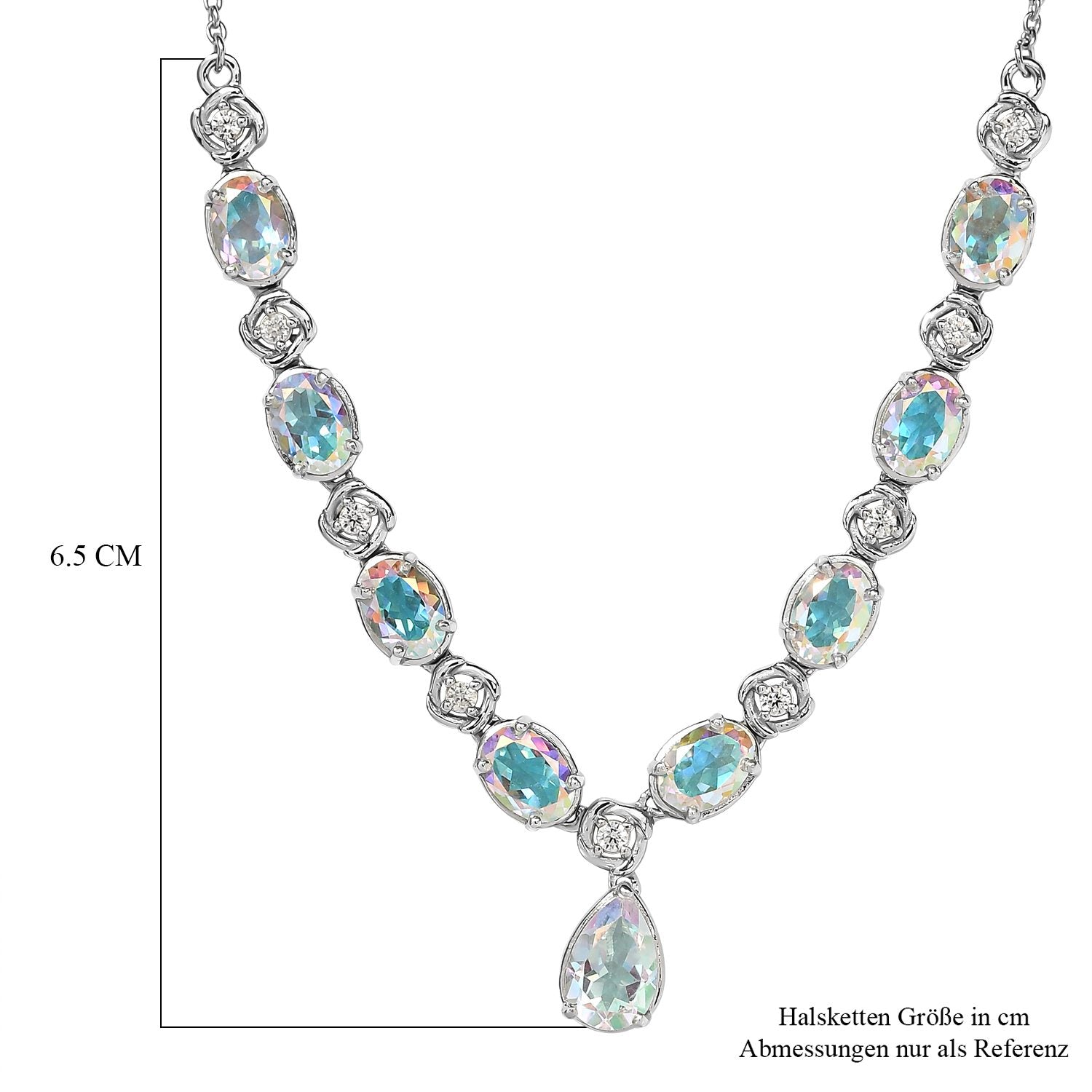 Merkur mystisches Topas Collier, ca. 45 cm, 925 Silber platiniert ca. 10.01 ct