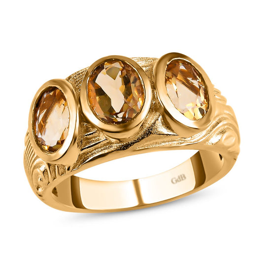 Citrin Ring, Messing vergoldet ca. 2,13 ct