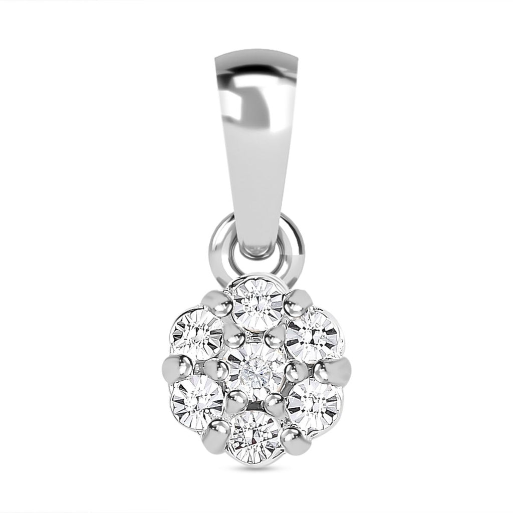 Weißer Diamant Anhänger, 925 Silber