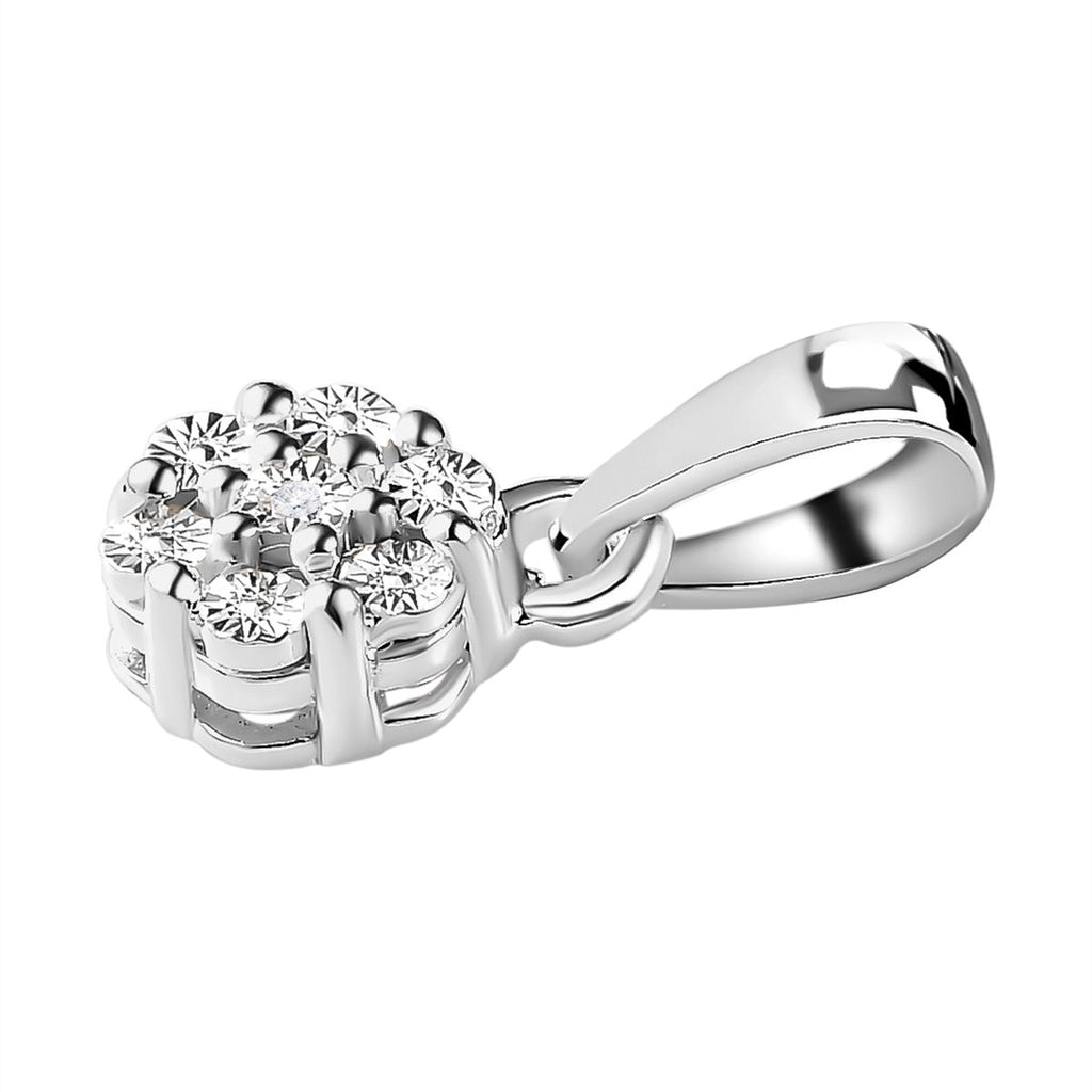 Weißer Diamant Anhänger, 925 Silber