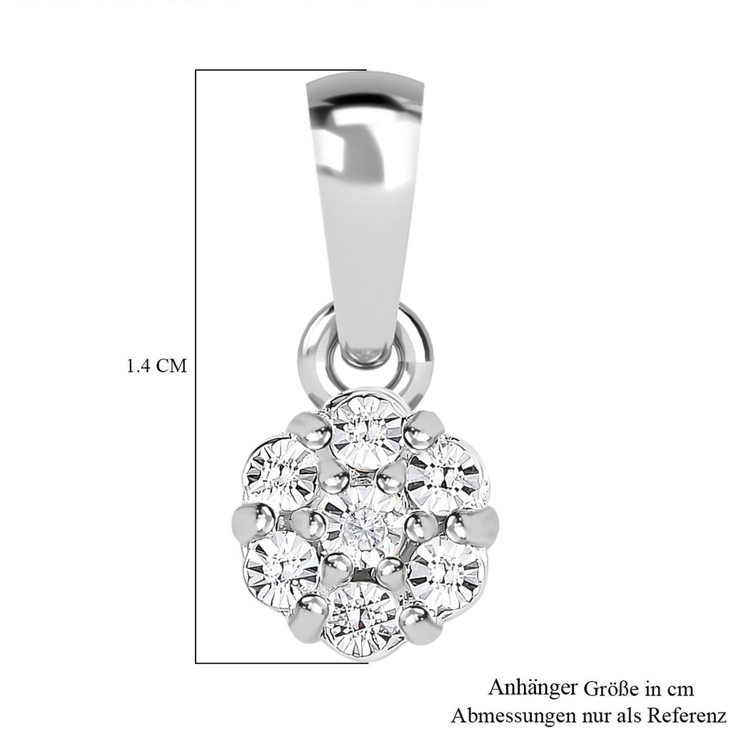 Weißer Diamant Anhänger, 925 Silber