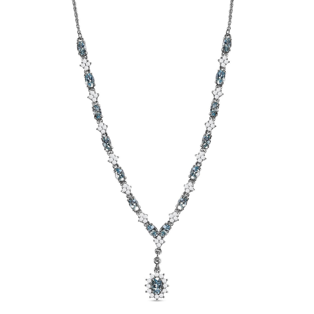 Santamaria Aquamarin Collier, ca. 45 cm, 925 Silber platiniert ca. 4,64 ct