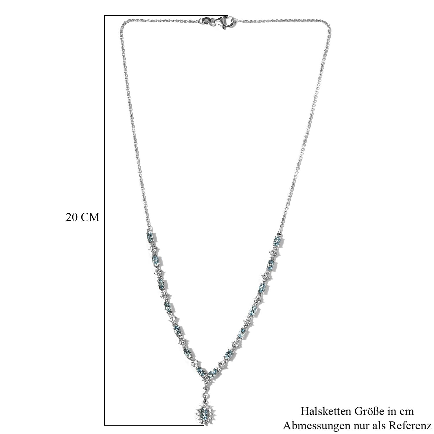 Santamaria Aquamarin Collier, ca. 45 cm, 925 Silber platiniert ca. 4,64 ct