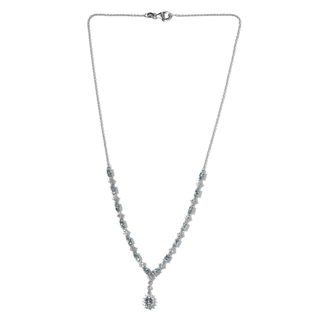 Santamaria Aquamarin Collier, ca. 45 cm, 925 Silber platiniert ca. 4,64 ct