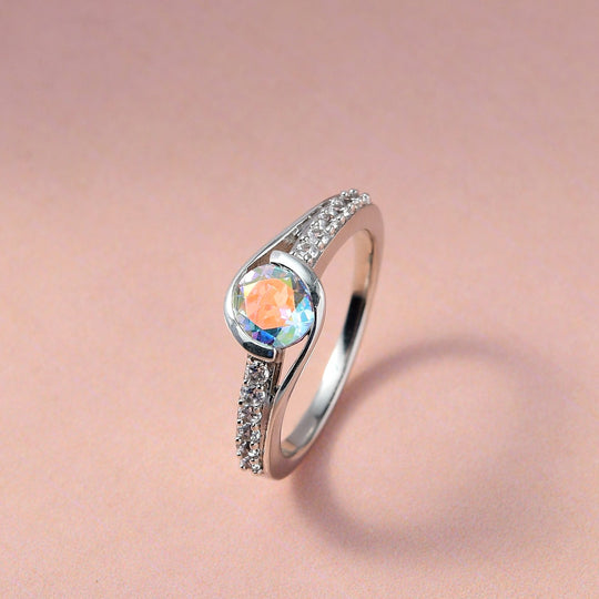 Merkur mystischer Topas und weißer Zirkon-Ring, 925 Silber platiniert ca. 1.33 ct