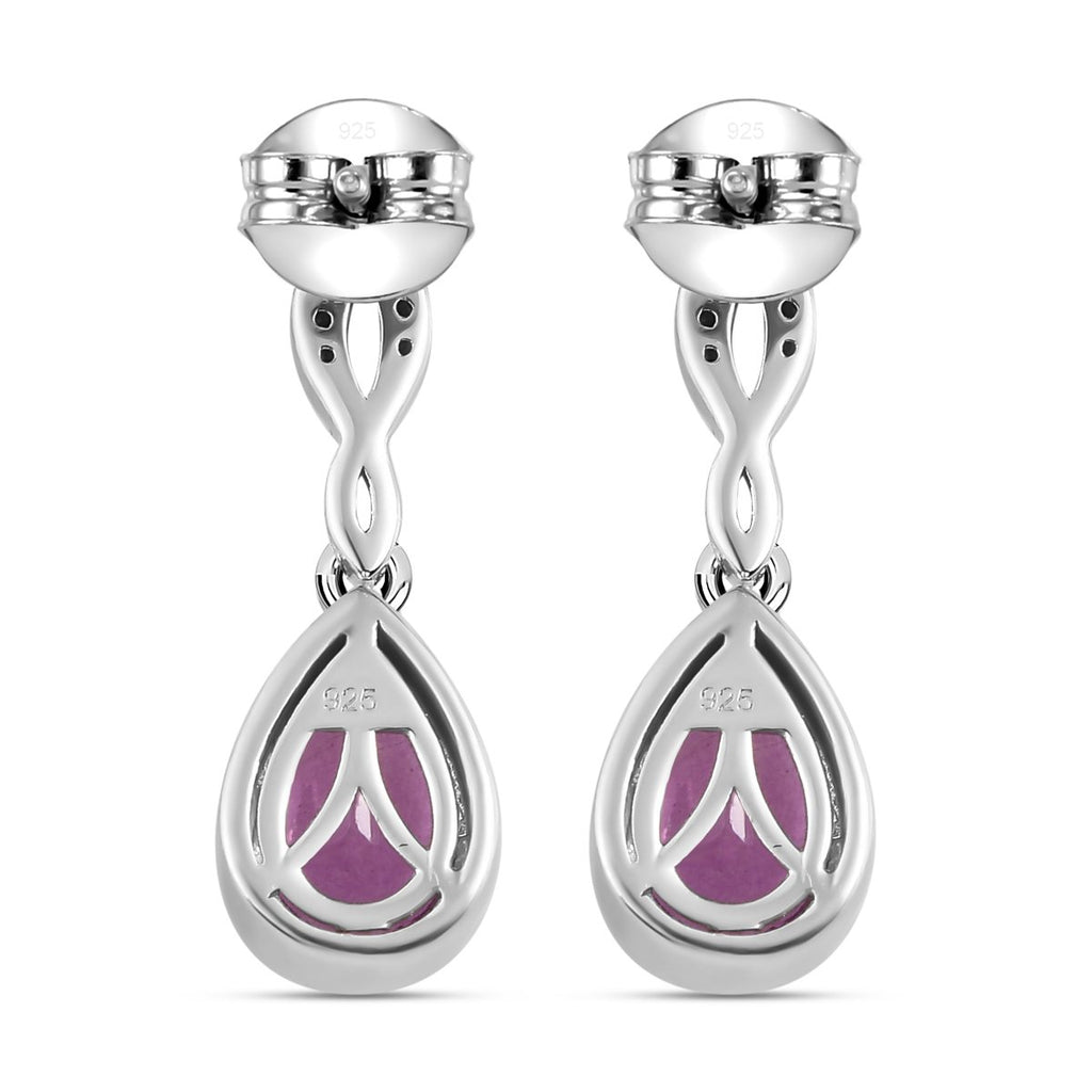 Patroke Quarz Triplette und weiße Zirkon Ohrringe, 925 Silber platiniert ca. 3.25 ct