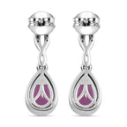 Patroke Quarz Triplette und weiße Zirkon Ohrringe, 925 Silber platiniert ca. 3.25 ct