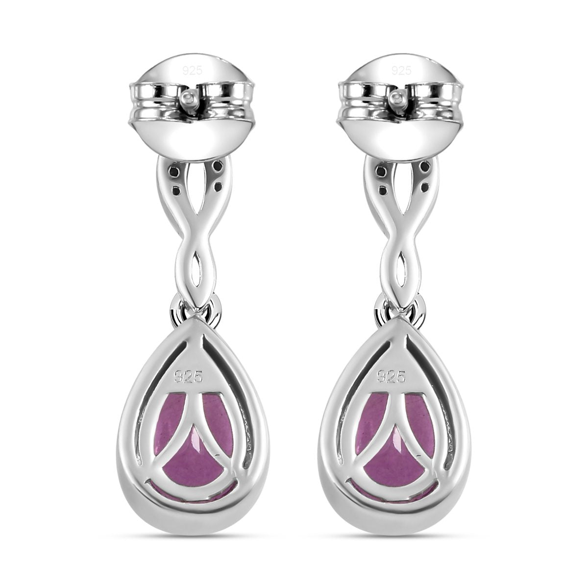 Patroke Quarz Triplette und weiße Zirkon Ohrringe, 925 Silber platiniert ca. 3.25 ct