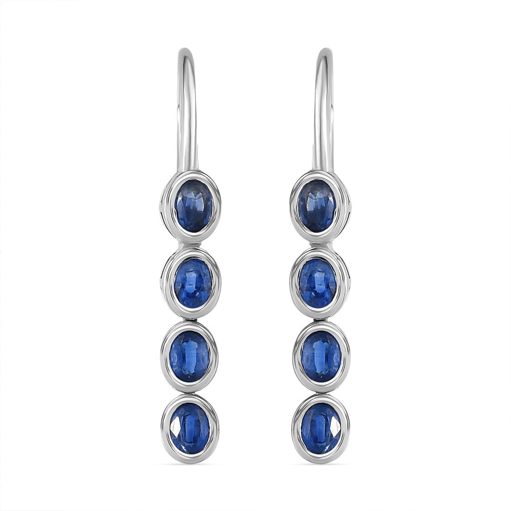 Kaschmir Kyanit Ohrringe, 925 Silber platiniert ca. 2.14 ct