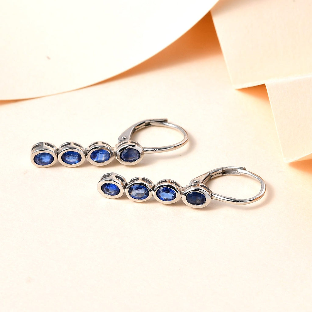 Kaschmir Kyanit Ohrringe, 925 Silber platiniert ca. 2.14 ct