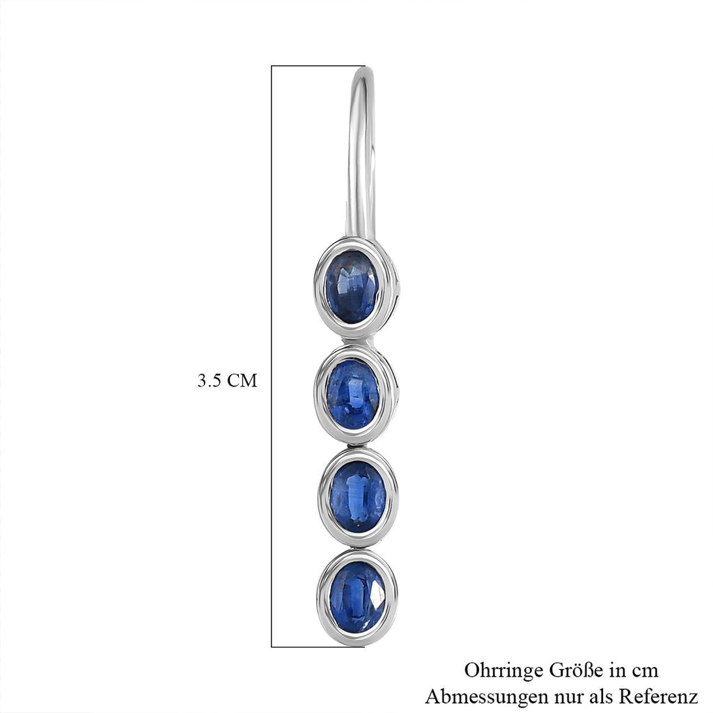Kaschmir Kyanit Ohrringe, 925 Silber platiniert ca. 2.14 ct
