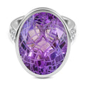 Rose de France Amethyst und weißer Zirkon Ring, 925 Silber platiniert (Größe 20.00) ca. 17.08 ct
