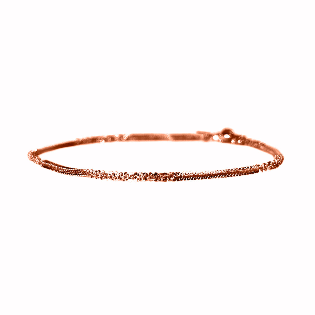 Italienisches, außergewöhnliches Funkelarmband, 925 Silber rosévergoldet ca. 18.5 cm
