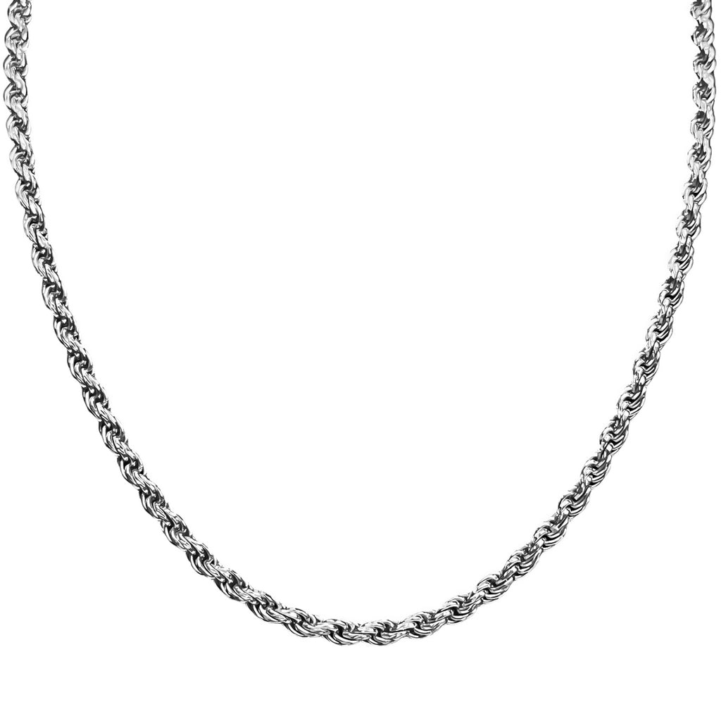 Italienische Kordel-Collier, ca. 50 cm, 925 Silber rhodiniert, ca. 22,74g