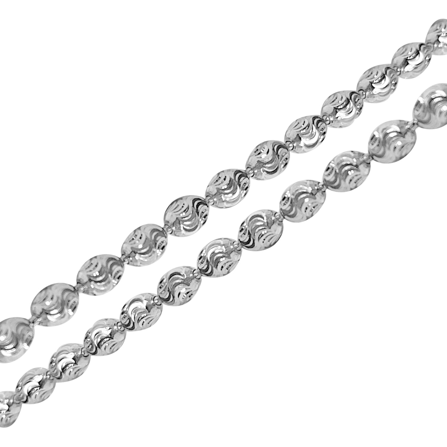Italianische Diamantschliff Kugel-Halskette, ca. 50 cm, 925 Silber rhodiniert, ca. 12,51g