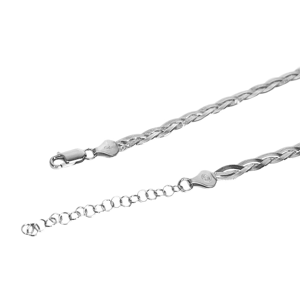 Italienische geflochtene Halskette, ca. 45 cm, 925 Silber rhodiniert ca. 9,10g