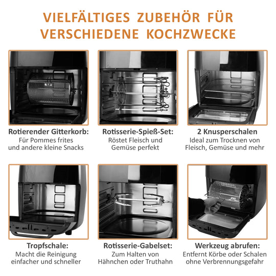 HOMESMART - 10-in-1 Heißluftfritteuse, 13 L Kapazität, 1700 W