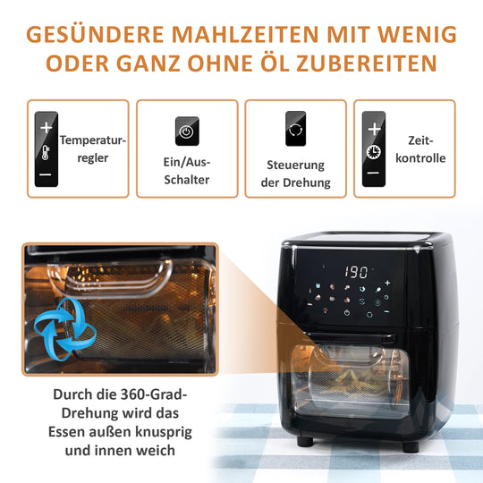 HOMESMART - 10-in-1 Heißluftfritteuse, 13 L Kapazität, 1700 W