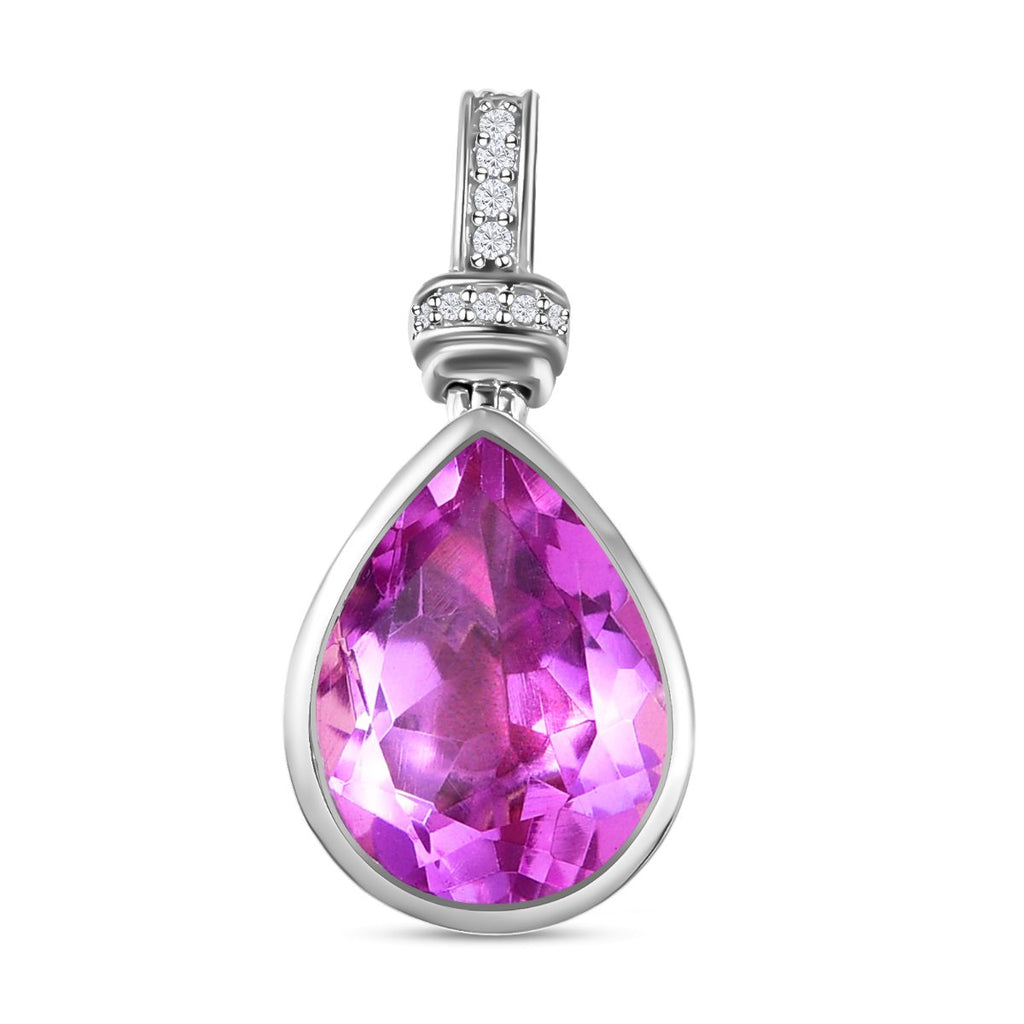 Patroke Quarz Triplette und weißer Zirkon Anhänger, 925 Silber platiniert ca. 9.25 ct