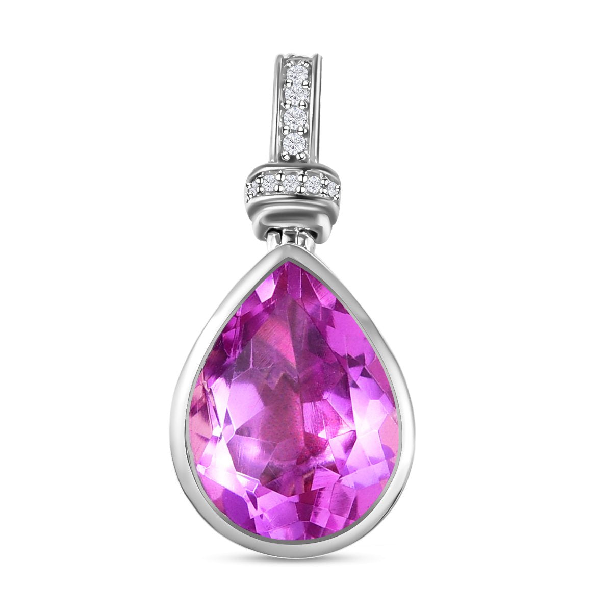 Patroke Quarz Triplette und weißer Zirkon Anhänger, 925 Silber platiniert ca. 9.25 ct