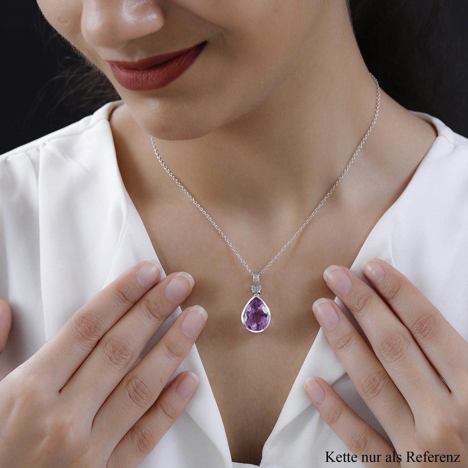 Patroke Quarz Triplette und weißer Zirkon Anhänger, 925 Silber platiniert ca. 9.25 ct
