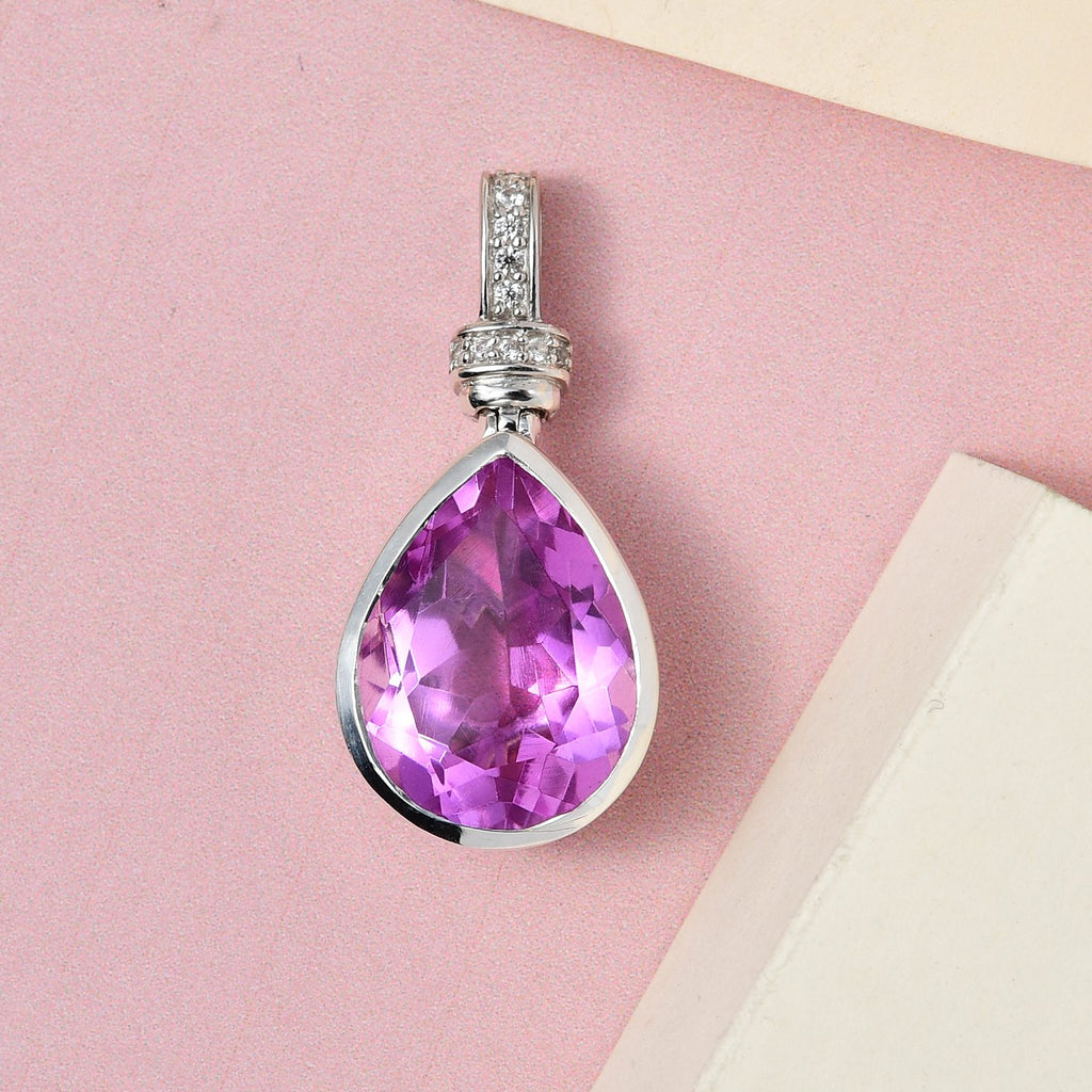 Patroke Quarz Triplette und weißer Zirkon Anhänger, 925 Silber platiniert ca. 9.25 ct