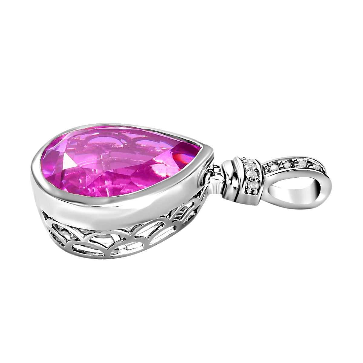 Patroke Quarz Triplette und weißer Zirkon Anhänger, 925 Silber platiniert ca. 9.25 ct