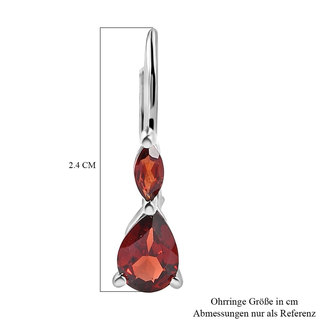 Rote Granat Ohrringe, 925 Silber ca. 1,92 ct