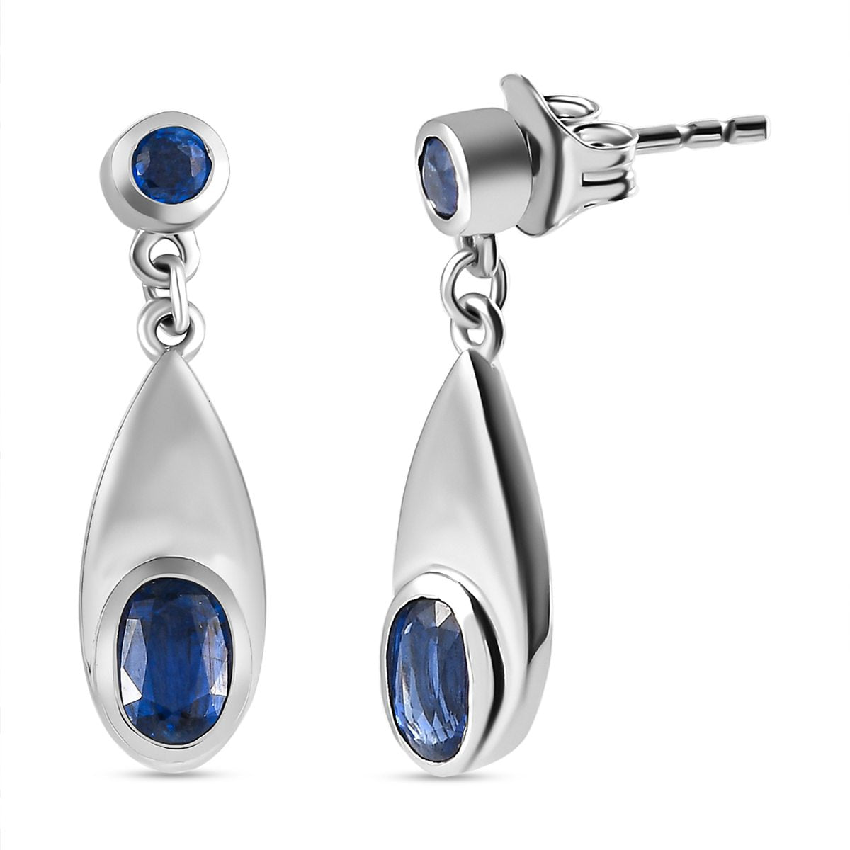 Kaschmir Kyanit Ohrringe, 925 Silber platiniert ca. 1.57 ct