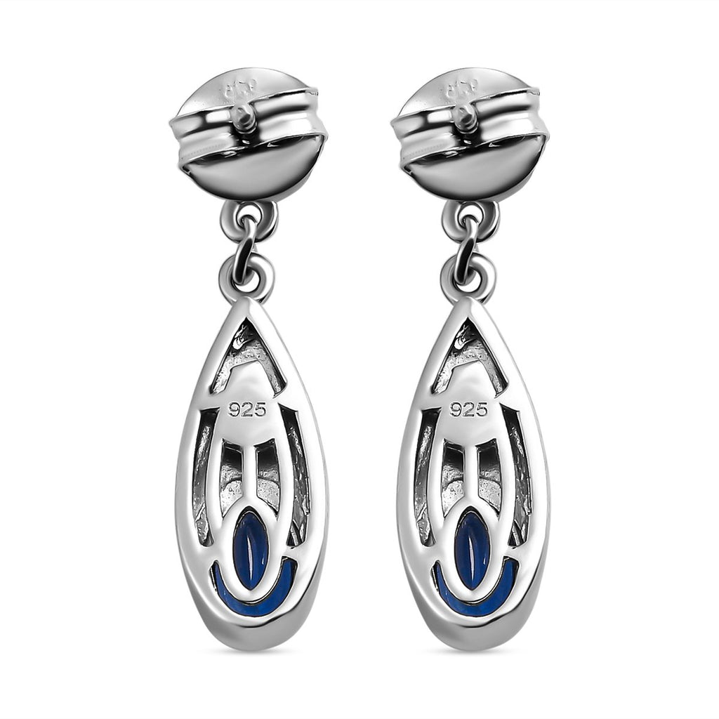 Kaschmir Kyanit Ohrringe, 925 Silber platiniert ca. 1.57 ct