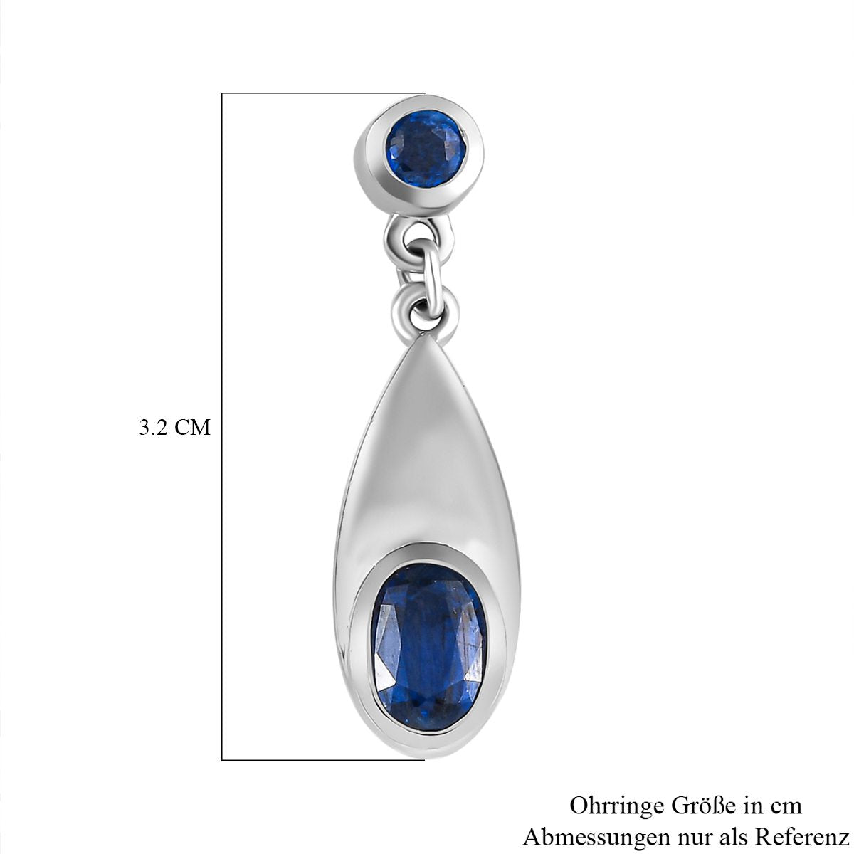 Kaschmir Kyanit Ohrringe, 925 Silber platiniert ca. 1.57 ct