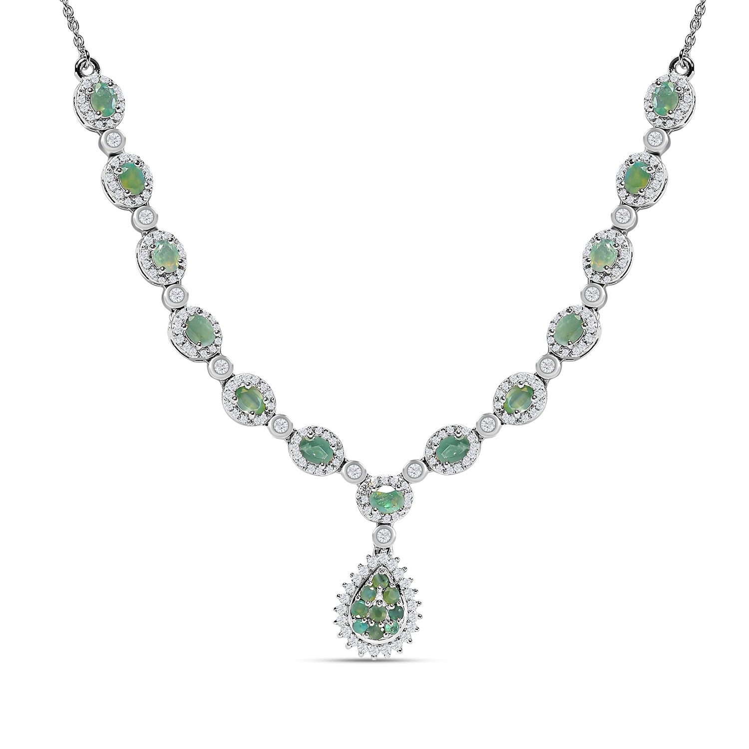 Alexandrit Halskette, ca. 45 cm, 925 Silber platiniert ca. 4.59 ct