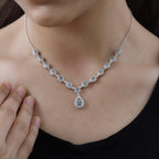 Alexandrit Halskette, ca. 45 cm, 925 Silber platiniert ca. 4.59 ct