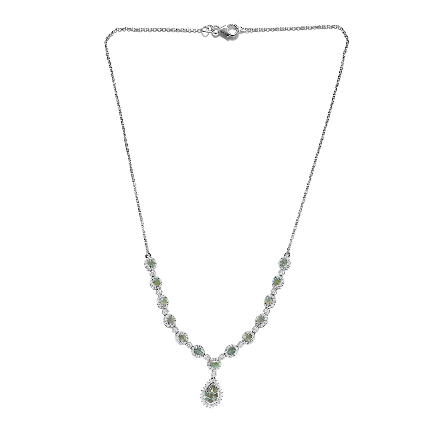Alexandrit Halskette, ca. 45 cm, 925 Silber platiniert ca. 4.59 ct