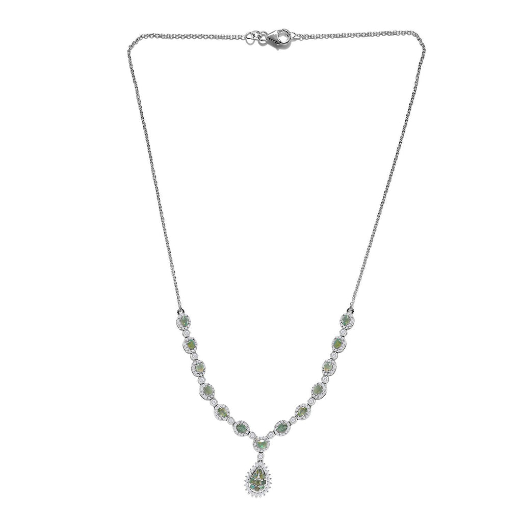 Alexandrit Halskette, ca. 45 cm, 925 Silber platiniert ca. 4.59 ct