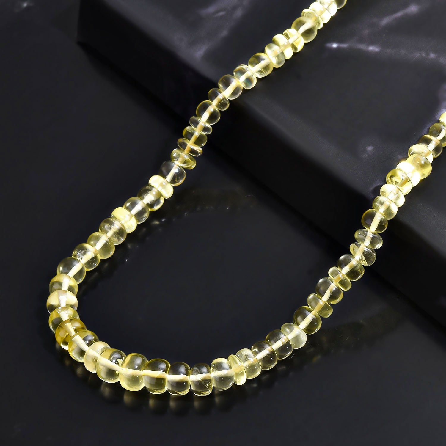 Zitronen Quarz Halskette, ca. 45 cm, 925 Silber ca. 129,00 ct