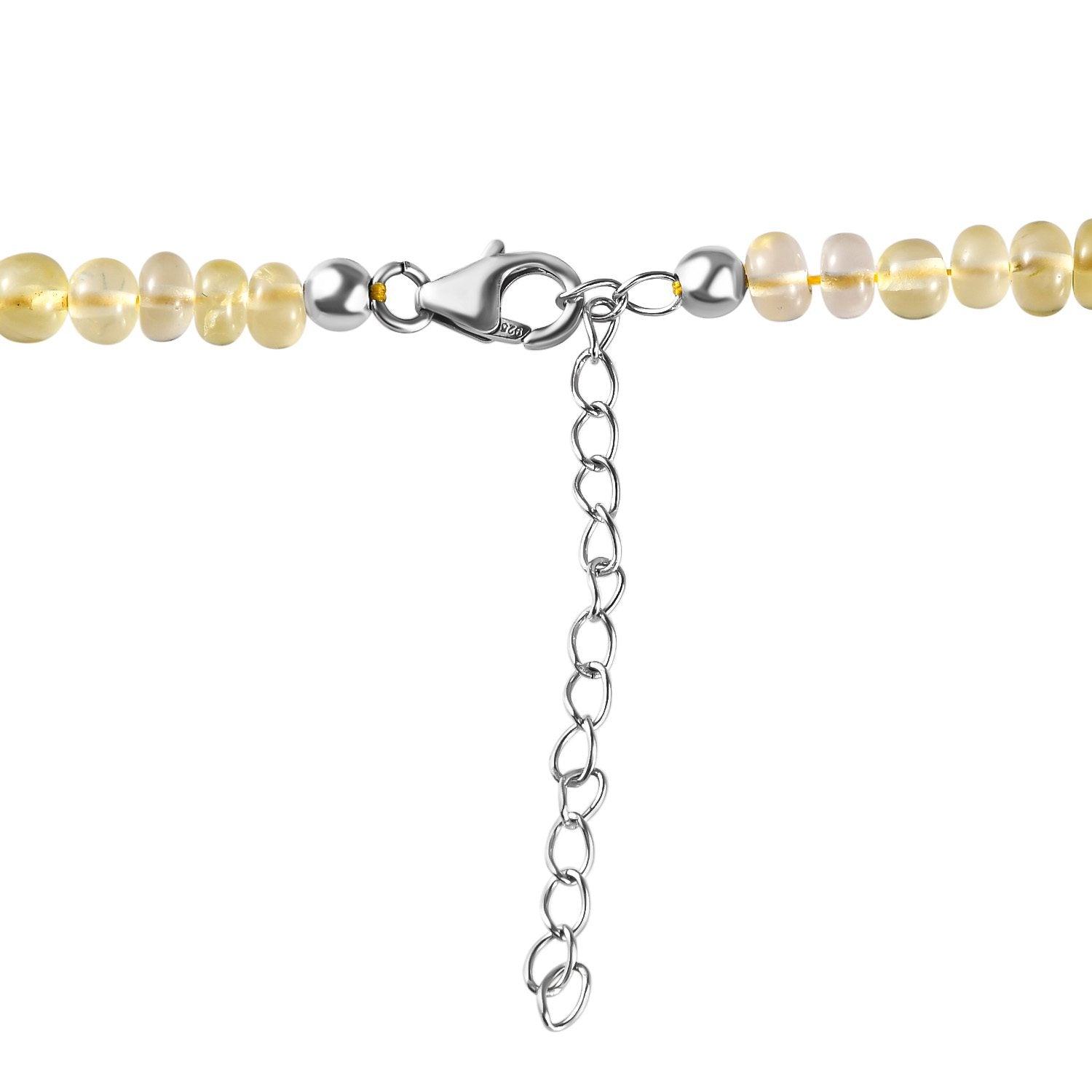 Zitronen Quarz Halskette, ca. 45 cm, 925 Silber ca. 129,00 ct