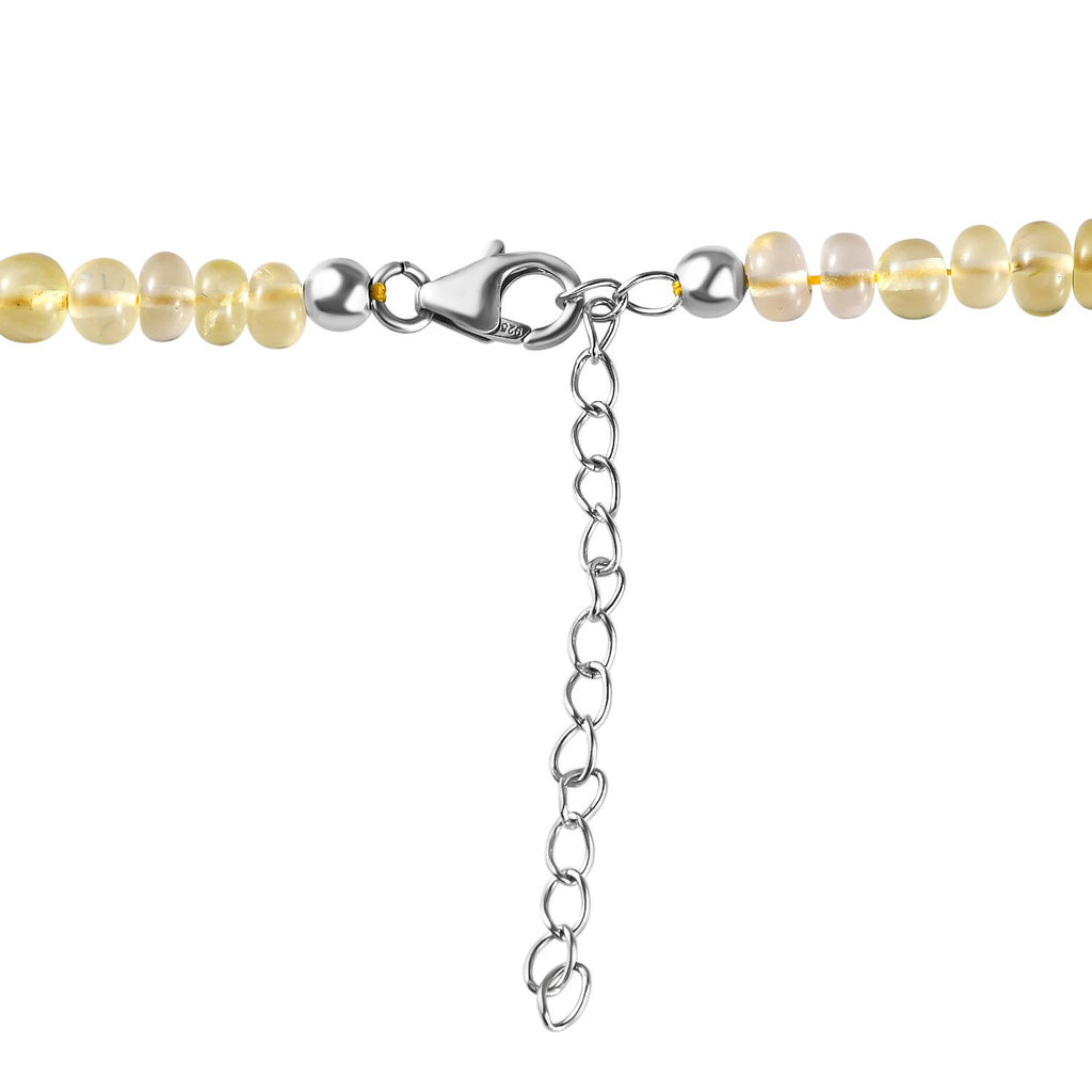 Zitronen Quarz Halskette, ca. 45 cm, 925 Silber ca. 129,00 ct