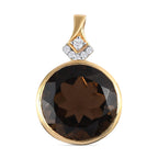 Rauchquarz und weißer Zirkon Anhänger, 925 Silber vergoldet ca. 12.11 ct